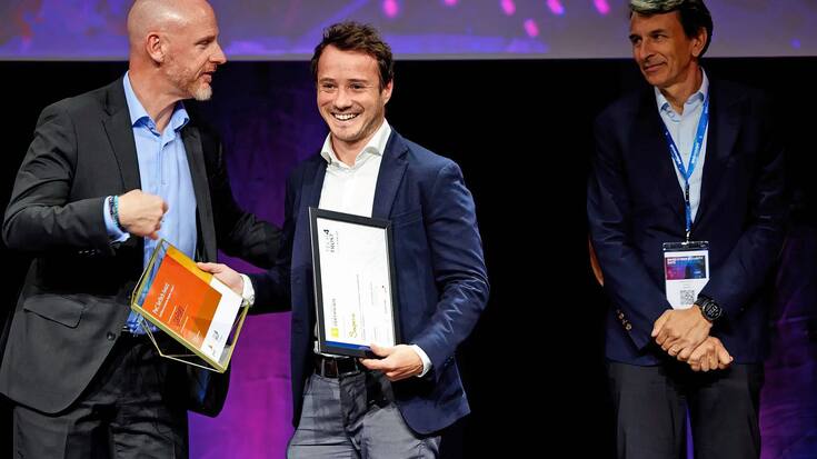 Olivier Eyries (photo), cofondateur de Saporo, lors de la remise du Prix Tech4Trust 2022. 