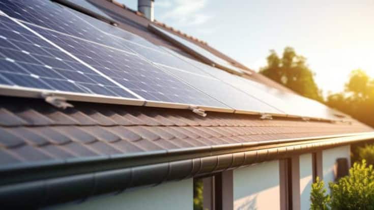 Solar panels on the roof of the house