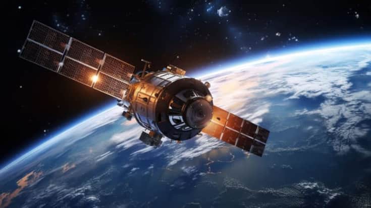 View from ISS station. Blue planets in deep space.