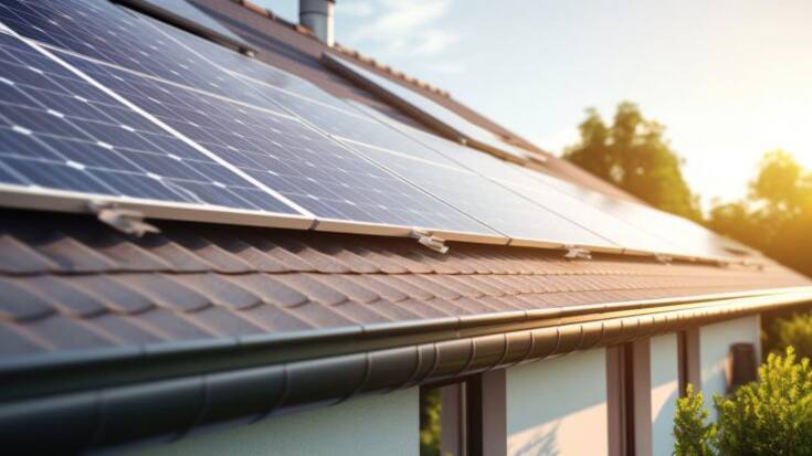 Solar panels on the roof of the house