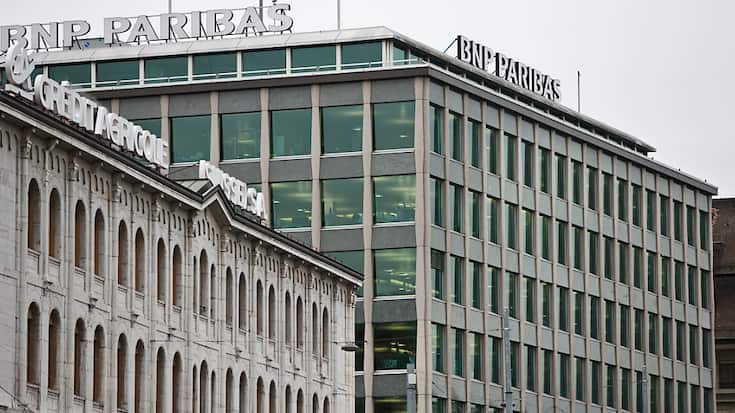 La banque est dans les bons rails pour faire au moins aussi bien que 2021, année record avec un bénéfice net de 9,5 milliards d'euros. (KEYSTONE/Gaetan Bally)