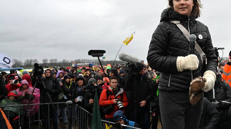 L'activiste Greta Thunberg faisait partie samedi des manifestants anti-charbon à Lützerath, en Allemagne.