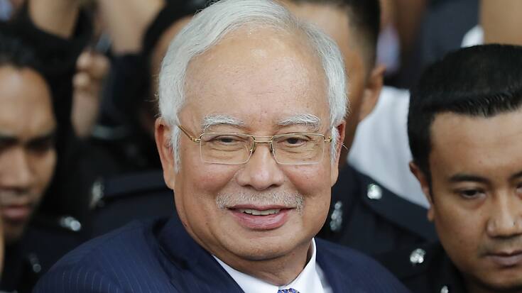 Figure centrale du scandale 1MDB, l'ex-Premier ministre malaisien, Najib Razak, lors de son procès en 2019. Il a écopé d'une peine de 12 ans dans son pays (archives).