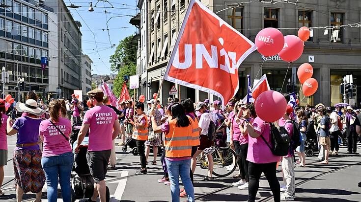 Une des actions organisées à l'occasion de la Grève féministe, ce mercredi à Bâle.