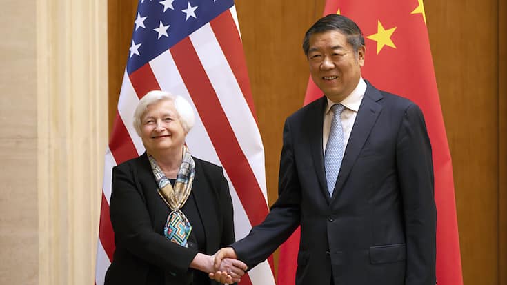Janet Yellen a joué l'apaisement, appelant notamment Pékin et Washington à joindre leurs efforts sur des défis mondiaux comme le réchauffement ou l'endettement.