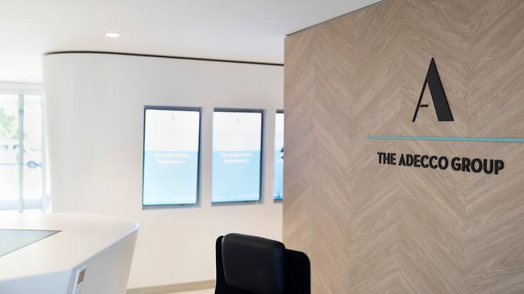A 5,96 milliards d'euros, les recettes d'Adecco se sont repliées de 0,7% sur un an, en raison d'effets calendaires et de devises. (archives)