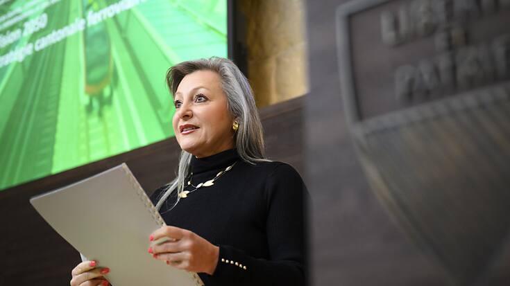 La conseillère d'Etat Nuria Gorrite veut faire doubler la part modale du rail à l'horizon 2050.