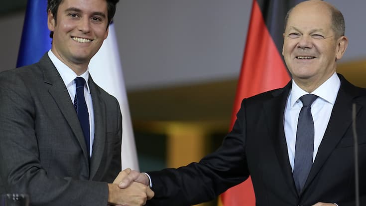 A l'image du président de la République, le premier ministre Gabriel Attal a choisi l'Allemagne et son chancelier Olaf Scholz pour effectuer sa première visite à l'étranger.