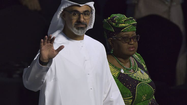 La directrice générale de l'OMC Ngozi Okonjo-Iweala a demandé au président de la ministérielle Zhani bin Ahmed al-Zeyoudi de régler la question de la répression des ONG à Abou Dhabi.