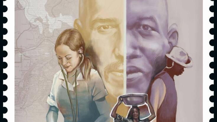 Le nouveau timbre spécial de la Poste commémore la première mission du Corps suisse d'aide humanitaire en 1974. Il s'était rendu au Tchad, un pays d'Afrique centrale touché par la sécheresse.