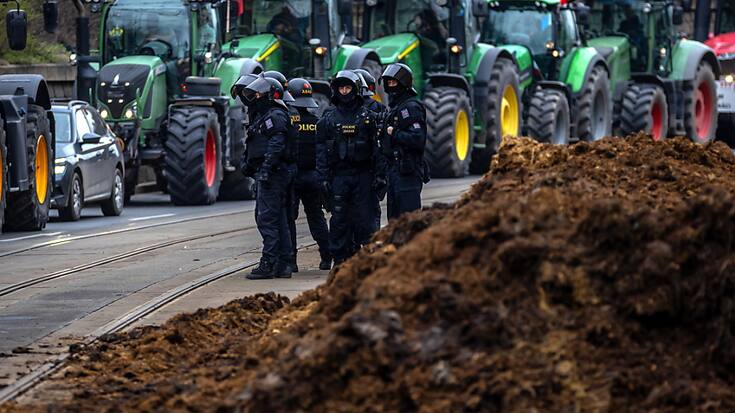 Un manifestant a été arrêté jeudi en République tchèque après avoir déversé un camion de fumier devant le bâtiment du gouvernement.