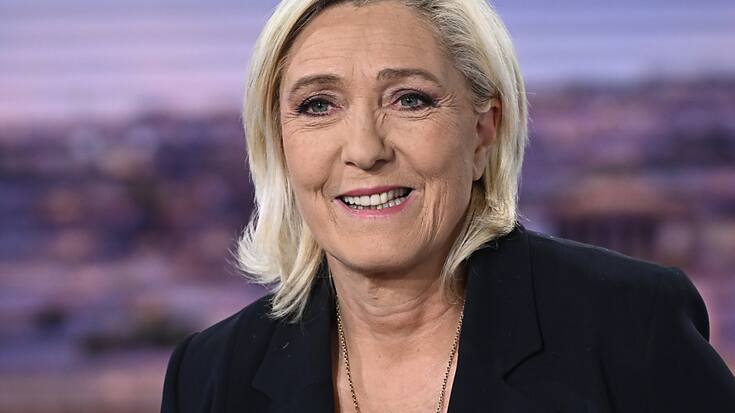 Deux cents rassemblements et manifestations contre l'extrême droite sont prévues dans toute la France pendant le weekend. Ici, Marine Le Pen, cheffe du Rassemblement national, dont le parti est bien placé dans les sondages pour les législatives qui doivent se tenir fin juin et début juillet.