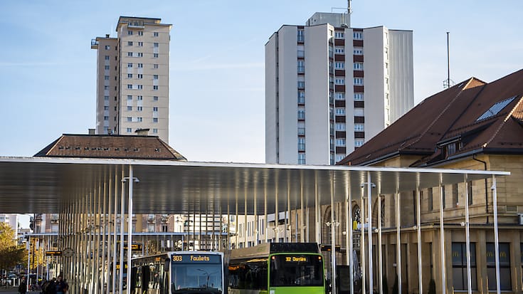 TransN, ici la gare de La Chaux-de-Fonds, s'apprête à entrer dans une phase d&#8217;assainissement et de consolidation "impliquant une évolution de la stratégie" de la compagnie de transports publics (archives).