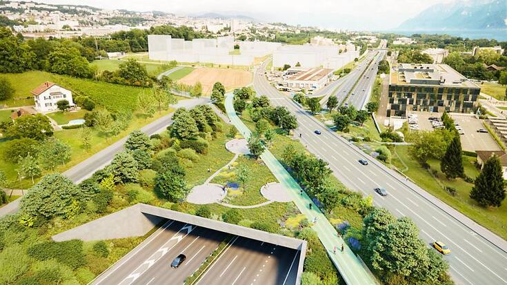 Le projet de nouvelle jonction autoroutière sur l'A1 de Chavannes-près-Renens prévoit une couverture végétalisée (archives).