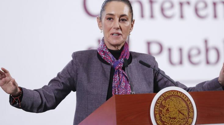 La présidente du Mexique, Claudia Sheinbaum, durant une conférence de presse à Mexico.