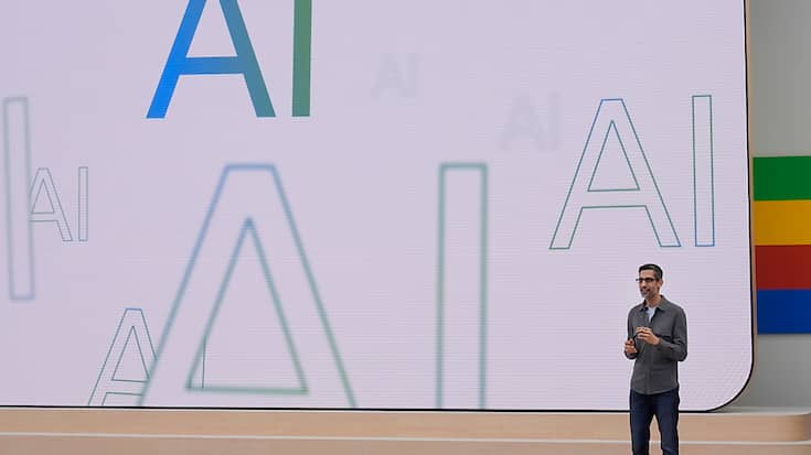 Le PDG d'Alphabet, la société mère de Google, Sundar Pichai évoque l'IA. (archives)