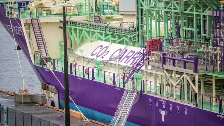 Le navire de transport de CO2 Northern Pathfinder de Northern Lights est amarré à Oslo.