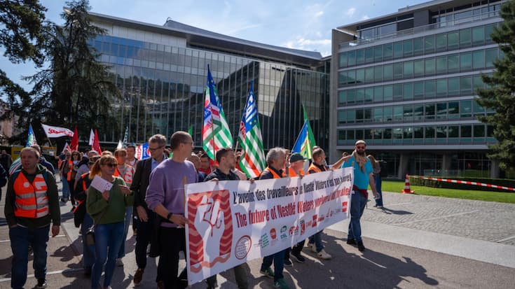 Les délégations avaient fait le déplacement depuis sept pays d'Europe pour manifester devant le siège de Nestlé à Vevey.