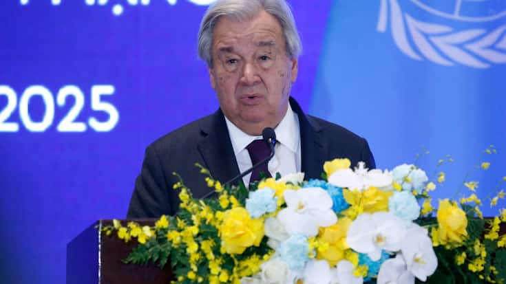 Le secrétaire général des Nations Unies, Antonio Guterres, s'est exprimé samedi après la signature de la Convention des Nations Unies contre la cybercriminalité à Hanoï au Vietnam.