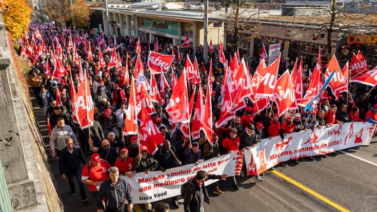 Les maçons ont cette année plusieurs fois investi les rues pour exprimer leur ras-le-bol, comme ici à Lausanne.