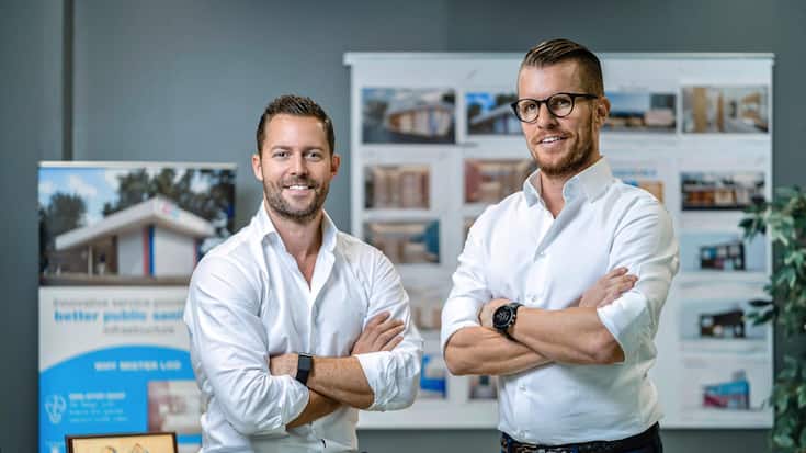 Andreas Wanner, 41 ans, et Dominik Schuler, 42 ans, fondateurs de Mister Loo.