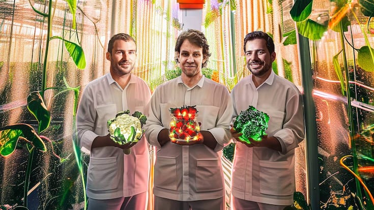 Dominik Blaser, Jonas Roch et Nicolas Weber (de g. à dr.) transforment les serres en centrales solaires.