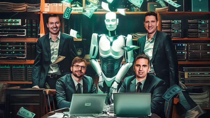 Les fondateurs de Yokoy, Philippe Sahli, Devis Lussi, Thomas Inhelder et Lars Mangelsdorf (de g. à dr.), déchargent les comptables des vérifications de routine