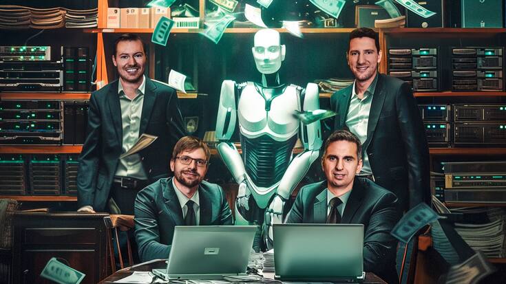 Les fondateurs de Yokoy, Philippe Sahli, Devis Lussi, Thomas Inhelder et Lars Mangelsdorf (de g. à dr.), déchargent les comptables des vérifications de routine