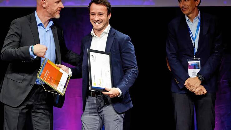 Olivier Eyries (photo), cofondateur de Saporo, lors de la remise du Prix Tech4Trust 2022. 