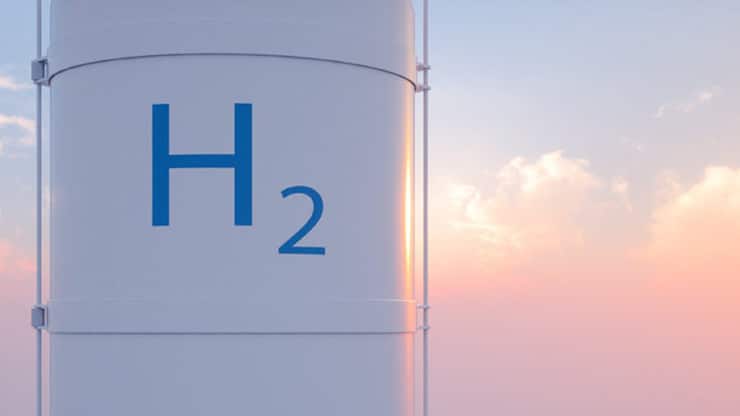 Hydrogen Storage Tank In Renewable Energy With Sky View Background