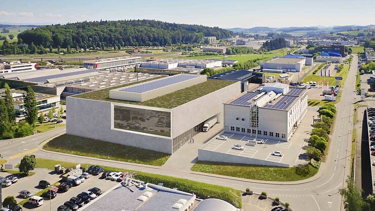 Grâce aux panneaux photovoltaïques situés sur le toit et sur les façades, le futur centre de Givisiez (FR) assurera une autonomie complète de sa consommation électrique.