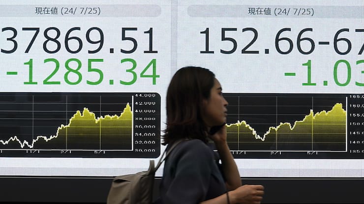 Le Nikkei a subi une chute historique lundi sur fond de crainte d'une récession aux Etats-Unis et de forte remontée du yen (archives).