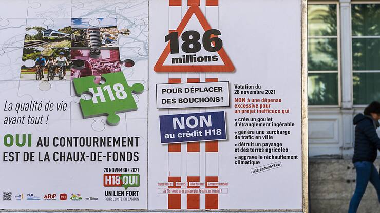 La construction du contournement routier est de La Chaux-de-Fonds avait été largement acceptée en votation cantonale par le peuple neuchâtelois (archives).