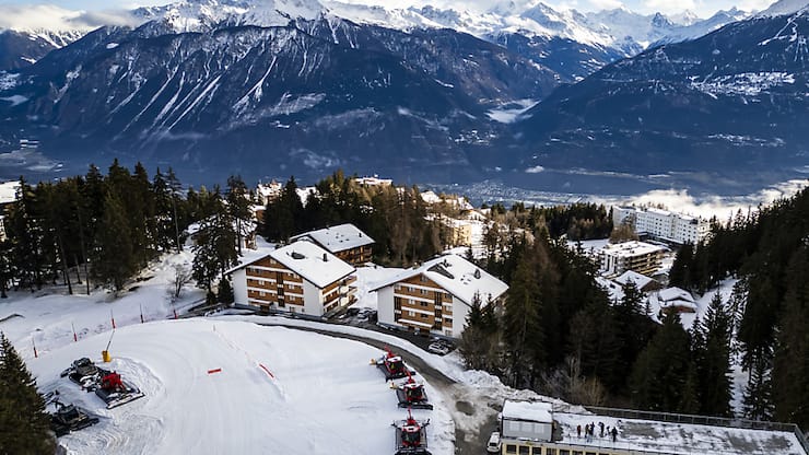 Des riverains s'opposent aux travaux prévus pour adapter l'aire d'arrivée de la piste Nationale de Crans-Montana (archives).