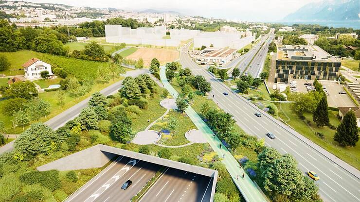 Le projet de nouvelle jonction autoroutière sur l'A1 de Chavannes-près-Renens prévoit une couverture végétalisée (archives).