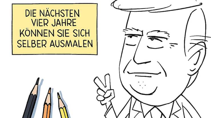 Dans sa caricature de Donald Trump, le dessinateur "Cic" laisse ses crayons au lecteur.