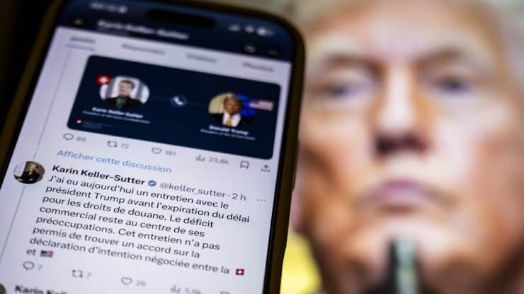 Le message sur X de la présidente de la Confédération Karin Keller-Sutter annonçant l'absence d'accord avec les Etats-Unis sur les droits de douane. Le couperet est ensuite tombé: Donald Trump a infligé un niveau de 39%, le plus lourd pour un pays européen.