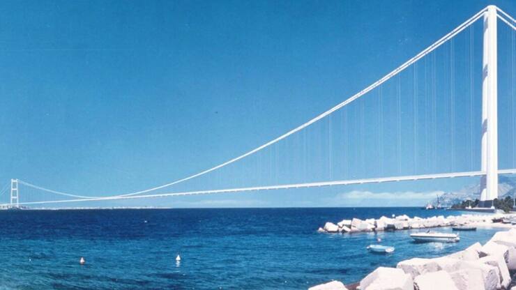 Une image de synthèse du pont suspendu prévu au-dessus du détroit de Messine, entre la Sicile et la calabre (archives).