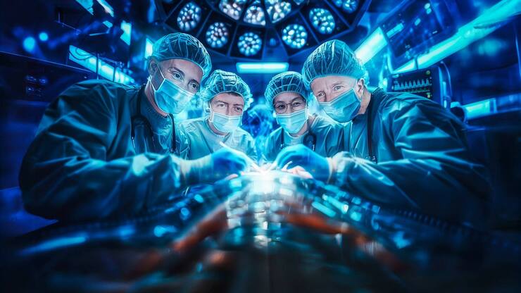 Christophe Chautems, Matt Curran, Grace Katzschmann et Bradley Nelson (de g. à dr.) donnent la possibilité de pratiquer des interventions chirurgicales aux petits hôpitaux.