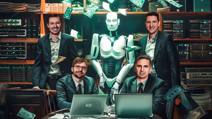 Les fondateurs de Yokoy, Philippe Sahli, Devis Lussi, Thomas Inhelder et Lars Mangelsdorf (de g. à dr.), déchargent les comptables des vérifications de routine