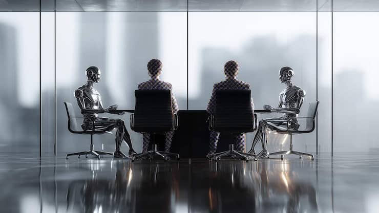 <p>Un scénario d'avenir: l'IA s'assied à la table et apporte son aide pour les analyses et les décisions.</p>