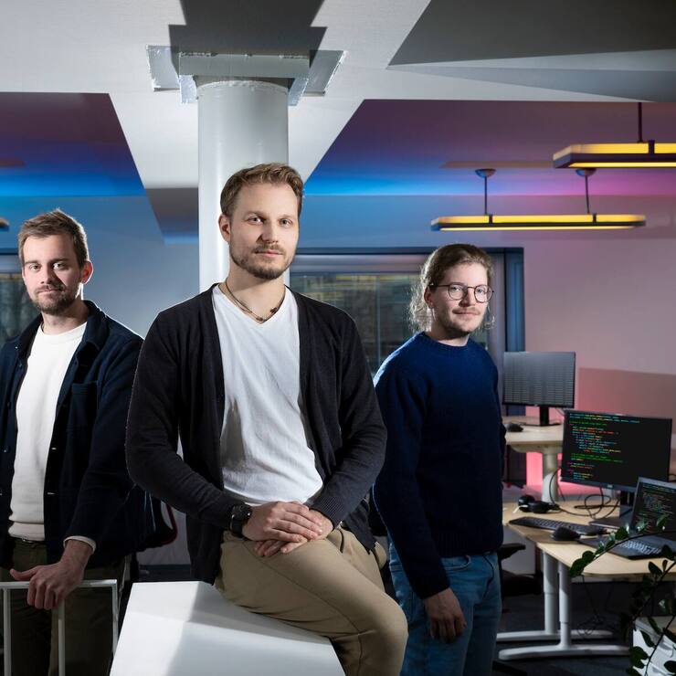 Brice Repond, Benedikt Ramsauer et Xavier Bays (de g. à dr.), cofondateurs de Swiss-SDI.