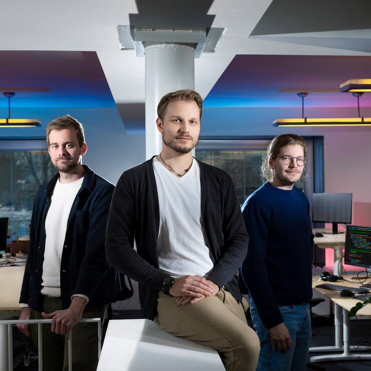 Brice Repond, Benedikt Ramsauer et Xavier Bays (de g. à dr.), cofondateurs de Swiss-SDI.