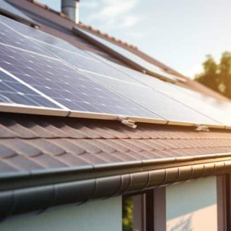 Solar panels on the roof of the house