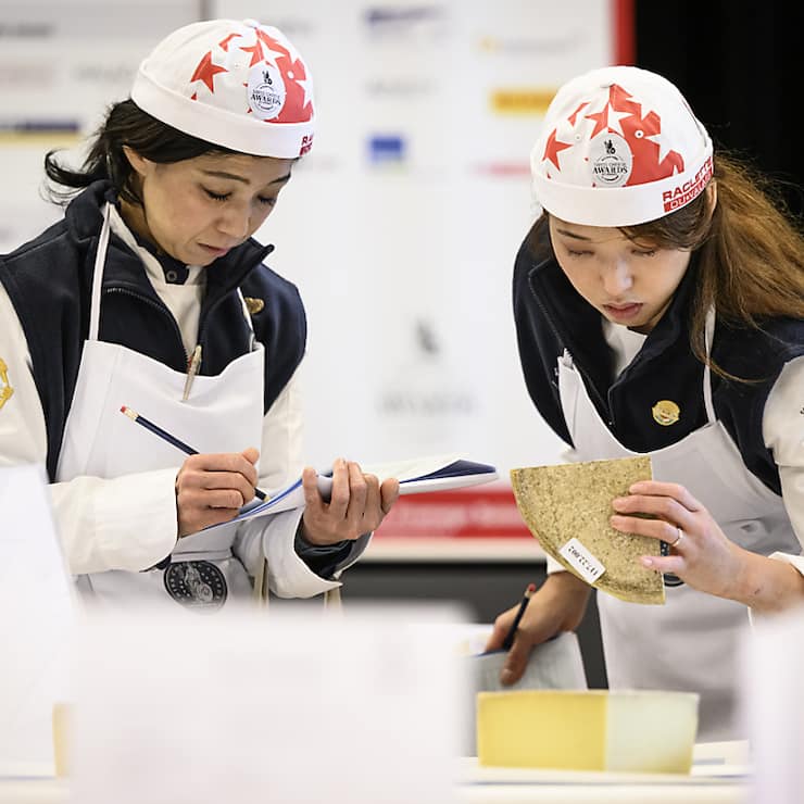 150 jurés venus de Suisse ou de l'étranger examinent, hument et goûtent les fromages et distribuent des points.