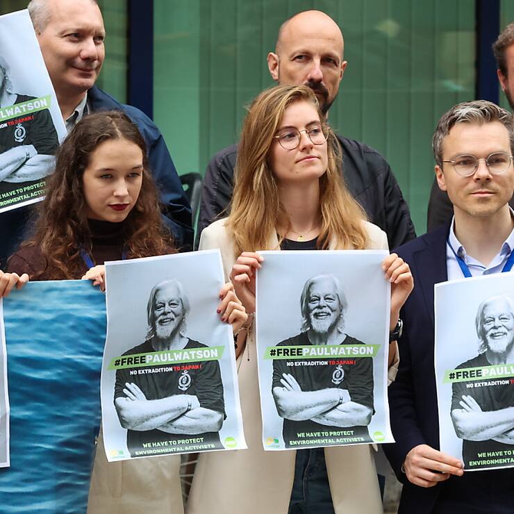 En détention au Groenland et menacé d'extradition au Japon, l'écologiste Paul Watson - ici soutenu par des députés européens - demande l'asile politique à la France.