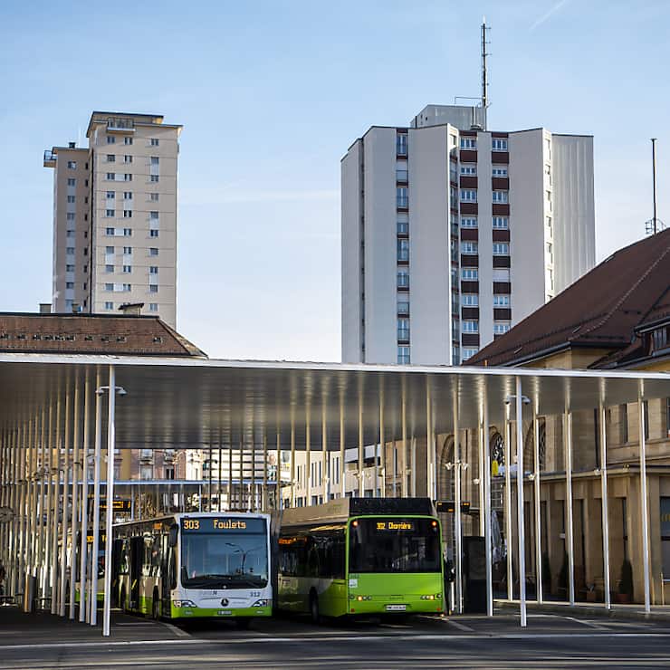 TransN, ici la gare de La Chaux-de-Fonds, s'apprête à entrer dans une phase d&#8217;assainissement et de consolidation "impliquant une évolution de la stratégie" de la compagnie de transports publics (archives).