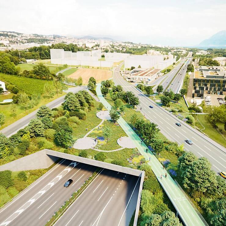 Le projet de nouvelle jonction autoroutière sur l'A1 de Chavannes-près-Renens prévoit une couverture végétalisée (archives).
