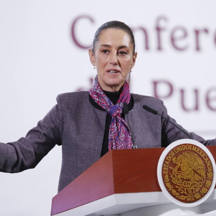 La présidente du Mexique, Claudia Sheinbaum, durant une conférence de presse à Mexico.