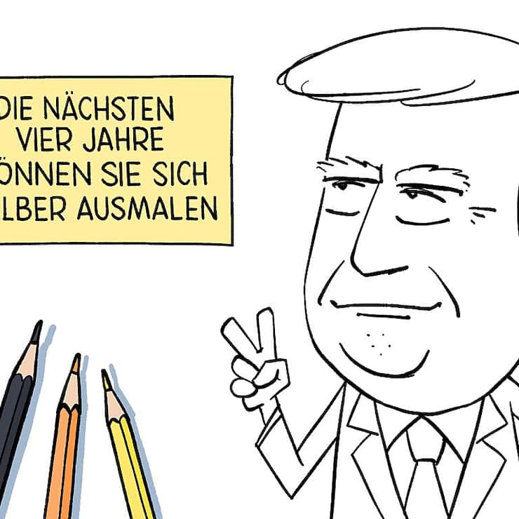 Dans sa caricature de Donald Trump, le dessinateur "Cic" laisse ses crayons au lecteur.